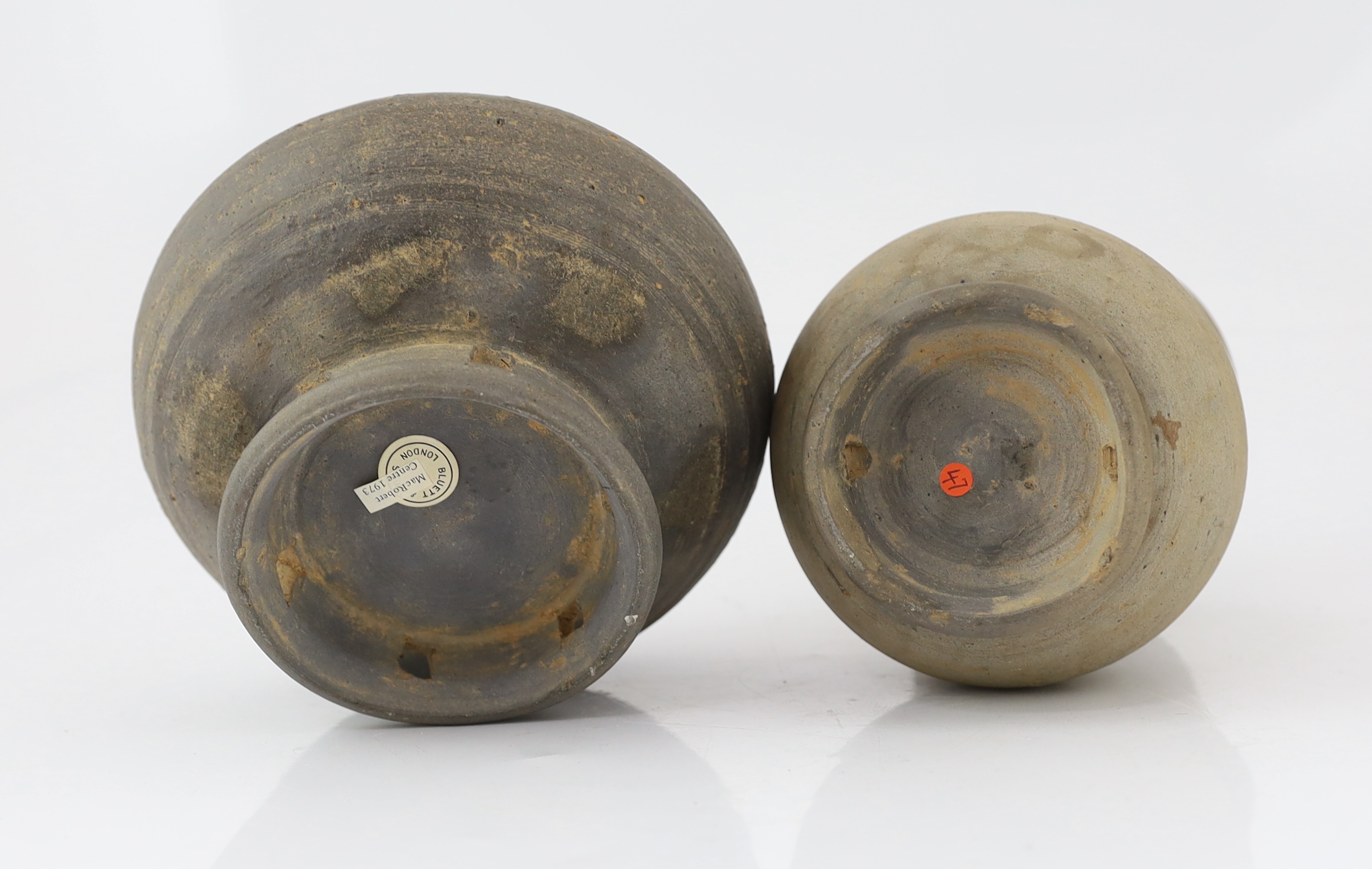 Two Chinese stoneware vessels, Han dynasty (202BC - 220 AD)